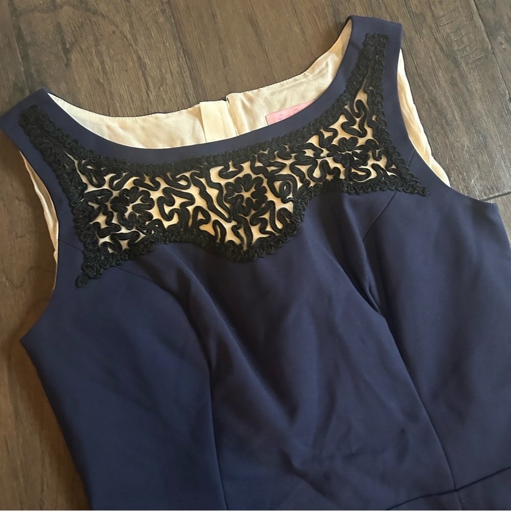 Lilly Pulitzer Navy Embroidered Dress Size 0 Classic Resort Chic - Picture 3 of 12
